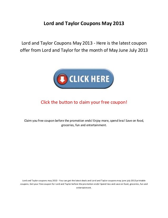 Lord and taylor discount coupons could 2013 graphic relating to Lord and Taylor Coupons Printable named Lord and taylor discount coupons might 2013